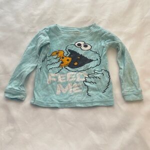 Sesame Street Aqua Cookie Monster Long Sleeve Tee